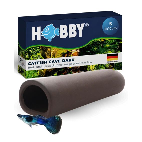 HOBBY Aquaristik Catfish Cave S I 3 x 10 cm I Brut- und Versteckhöhle aus gebranntem Ton für Welse I Aquarium Dekoration I Deko Höhle für Welse, Krebse und Garnelen I natürliches Aquariumzubehör