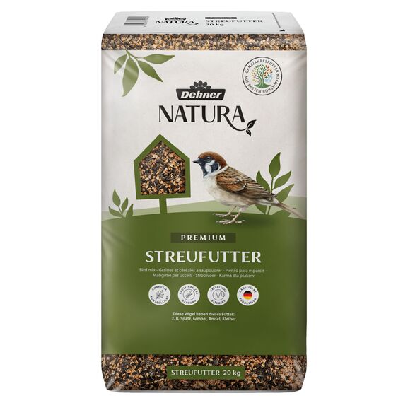 Dehner Natura Premium Wildvogelfutter, Streufutter, Ganzjahresfutter proteinreich / energiereich, hochwertiges Vogelfutter für Wildvögel, 20 kg