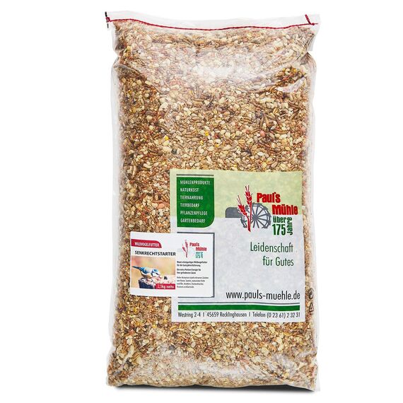 Paul´s Mühle Premium Ganzjahresfutter für Wildvögel mit extra hohem Fettanteil, Vogelfutter zur Ganzjahresfütterung, Senkrechtstarter, 2,5 kg