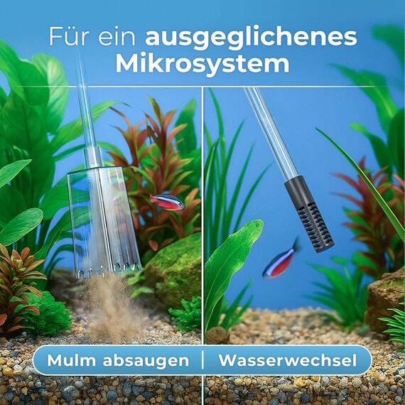 gurkler Mulmsauger Aquarium Sauger - mit Sperrventil - Aquarium Reinigungsset mit Zubehör zum Wasserwechsel - Mulmglocke Aquarium