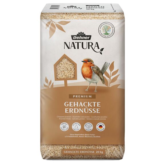 Dehner Natura Premium Wildvogelfutter, gehackte Erdnüsse schalenfrei, Ganzjahresfutter proteinreich / energiereich, hochwertiges Vogelfutter für Wildvögel, 20 kg