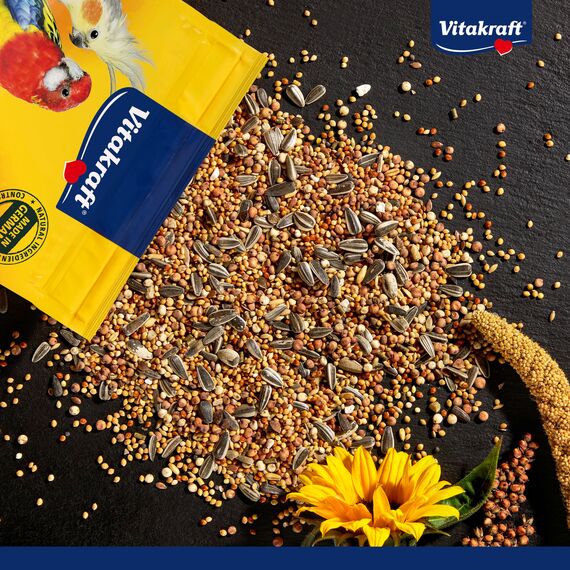 Vitakraft Menü, Vogelfutter für Großsittiche, mit Getreide und Nüssen, Großpackung, ohne Zusatz von Zucker (5X 1kg)