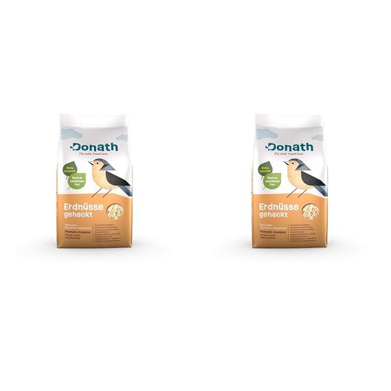 Donath Erdnüsse gehackt - reich an natürlichem Fett - wertvolles Ganzjahres Wildvogelfutter - aus unserer Manufaktur in Süddeutschland - 2 Kg (Packung mit 2)