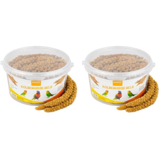 petifool Kolbenhirse gelb 500g - Einzelfuttermittel für alle Ziervögel - Vogelfutter - 100% Natur (Packung mit 2)