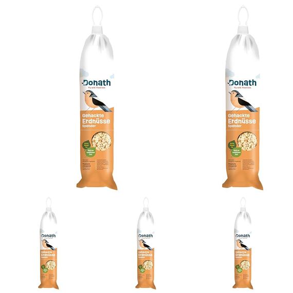 Donath Energie-Spender Erdnüsse - 500g - im praktischen Spender zum Aufhängen - reich an natürlichem Fett - wertvolles Ganzjahres Wildvogelfutter - aus unserer Manufaktur in Süddeutschland