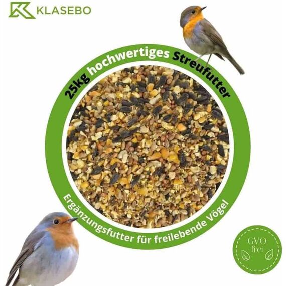 KLASEBO Wildvogelfutter Premium 4-Jahreszeiten-Mischung, 25 kg, Streufutter