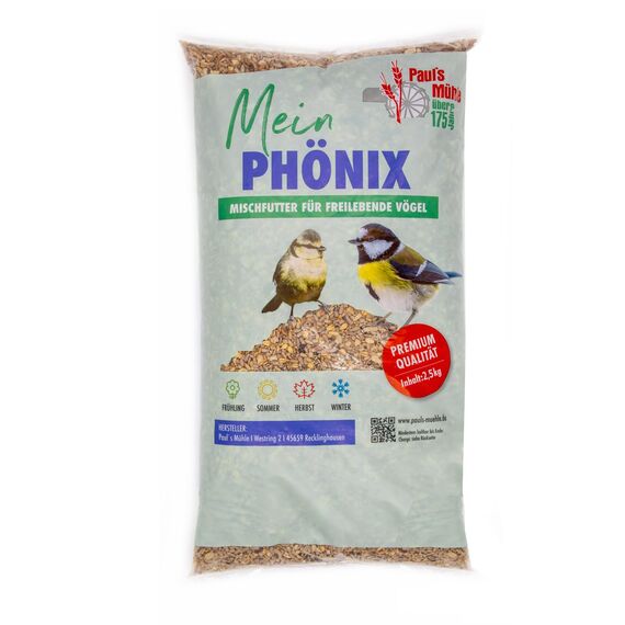 Paul´s Mühle Wildvogelfutter, Vogelfutter ideal für Brutzeit und Aufzucht, Phönix, 2,5 kg