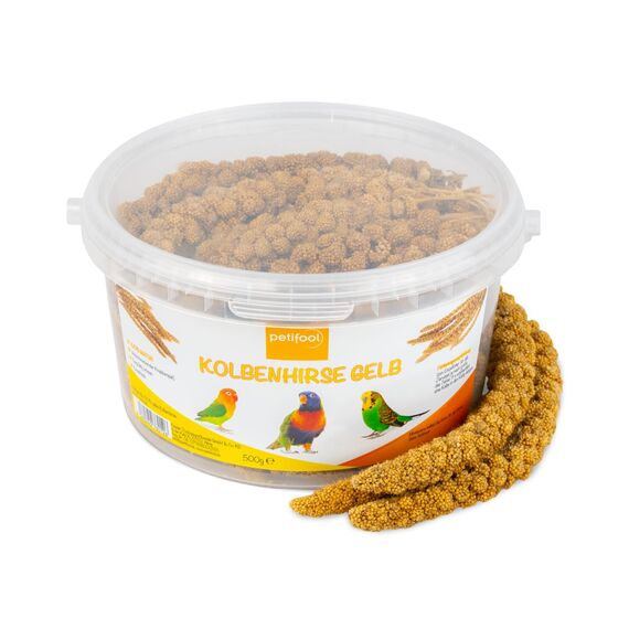 petifool Kolbenhirse gelb 500g - Einzelfuttermittel für alle Ziervögel - Vogelfutter - 100% Natur