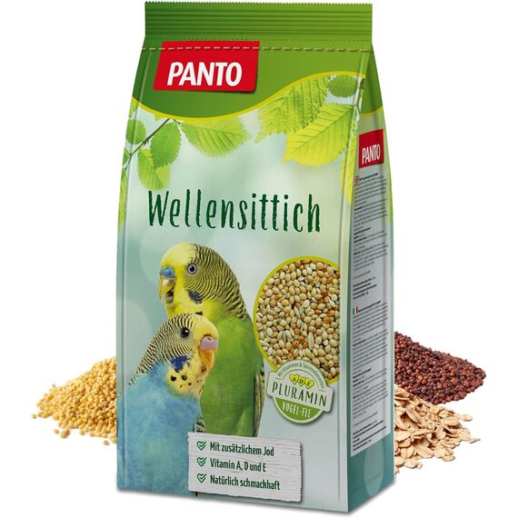 PANTO Wellensittichfutter mit Pluramin 12,5 kg - artgerechte Saatenmischung für Wellensittiche, Vogelfutter mit natürlichem Jod