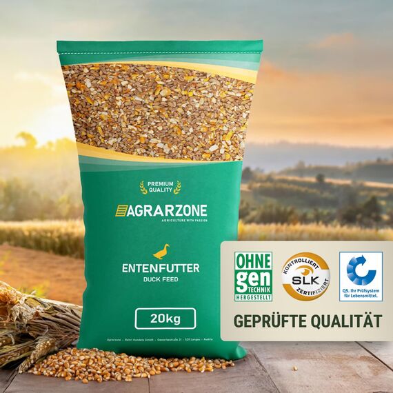 Agrarzone Entenfutter Laufenten 20 kg - Österreichisches Laufenten Futter - 100% Gentechnikfrei & Gereinigt - Geflügelfutter für Wildenten, Enten & Gänse
