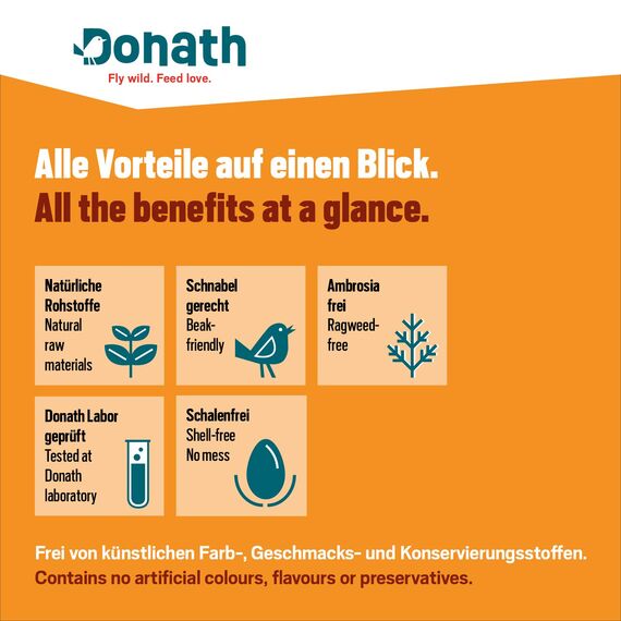 Donath Energie-Spender Erdnüsse - 500g - im praktischen Spender zum Aufhängen - reich an natürlichem Fett - wertvolles Ganzjahres Wildvogelfutter - aus unserer Manufaktur in Süddeutschland
