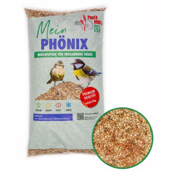 Paul´s Mühle Wildvogelfutter, Vogelfutter ideal für Brutzeit und Aufzucht, Phönix, 10 kg