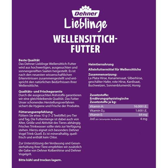 Dehner Lieblinge Wellensittichfutter, 5 kg