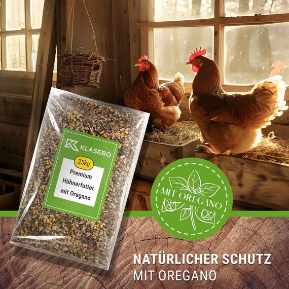 25 kg Premium Hühnerfutter und Kükenfutter, Legemehl Plus mit Oregano - Geflügelfutter für Hühner, Gänse, Enten