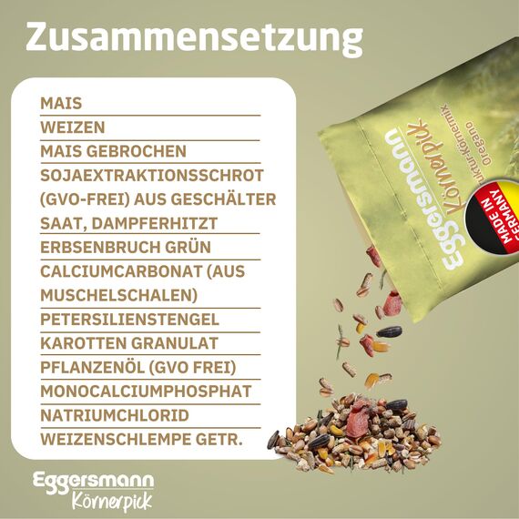 Eggersmann Körnerpick 25 kg Hühnerfutter - Struktur Körnermix Oregano - Hühner Körnerfutter Basic Geflügelfutter - Premium Körnermischung für Hühner Gänse und Enten
