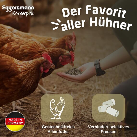 Eggersmann Körnerpick 25 kg Legehennen Pellets Oregano GVO frei - Hühner Futter - Premium Hühnerfutter - Pellets für Hühner Gänse und Enten in 3mm Pelletgröße