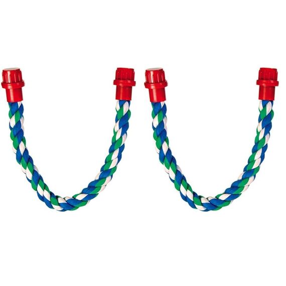 TRIXIE 5160 Seilstange 37 cm/Durchmesser 16 mm (2er Pack) - Vogelperche für Vögel aus reiner Baumwolle in Grün und Bunt
