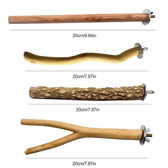 Natur Sitzstangen Set für Vögel, Stehend Vogelkäfig Zubehör, Sitzstangen für Vogelkäfige, Sitzstangen für Wellensittiche, Wellensittich Zubehör, für Wellensittich Kanarienvogel, 4 Stück