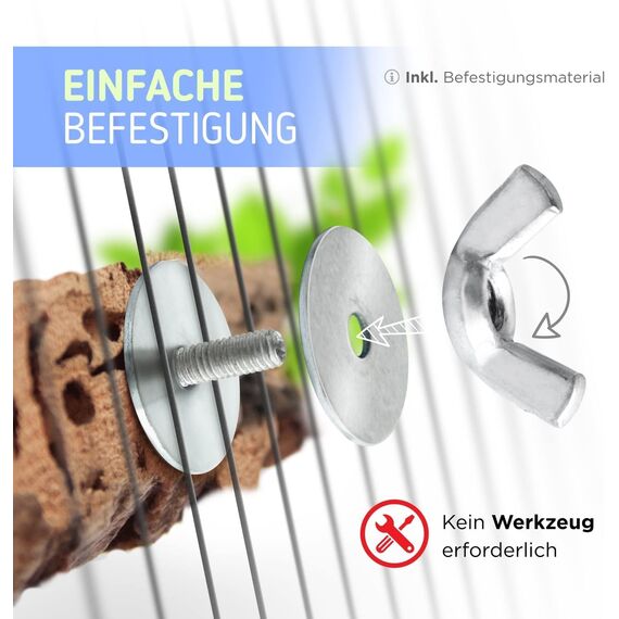 Vogelgaleria® 3 x Kork-Pickstein für Vögel. Die leckere Alternative zum Kalkstein oder Sepia-Schale, Wellensittich Zubehör