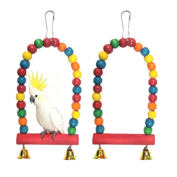 Ruayia Vogelspielzeug für Wellensittiche, 2 Stück Nymphensittich Spielzeug Vogel Hängende Spielplatz für Nymphensittich Spielzeug Wellensittich Spielzeugs Vogelkäfig Zubehör - Stil 4