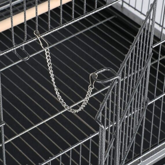 Yaheetech Vogelvoliere großer Vogelkäfig mit 2 Türen Vogelhaus mit Holzstangen und 4 Rollen mit schmutzwanneneinsatz 52 x 79 x 132 cm