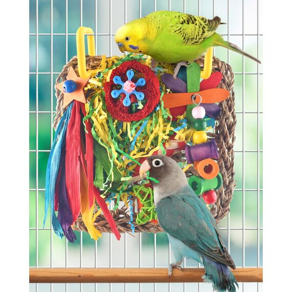 ERKOON Vogelspielzeug, Nymphensittich Futter Wellensittich Spielzeug Bird Feeder Toy for Parakeets Papagei Kauspielzeug,Vögel Am Käfig Installieren Können für Alle Papageien & Vogel (Gelblich Grün)