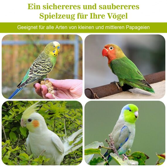 suruikei 3 Stück Kolbenhirse gefüllte Weidenkugel-für Vögel zum Kauen und Klettern – handgefertigt – Vogelkauspielzeug – für Papageien, Wellensittiche, Nymphensittiche, Kakadu (10cm)