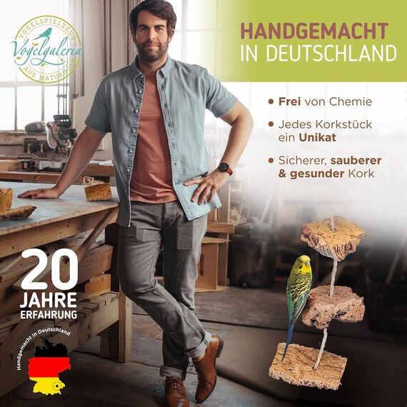 Vogelgaleria® Kork Knabberseil - das perfekte Wellensittich Spielzeug und Vogelzubehör zum Klettern und Nagen | Vogelspielzeug
