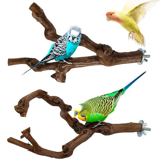 Allazone 9 Stück Naturholz Sitzstangen Set für Vögel, Papagei Schaukel Spielzeug, Vogelkäfig Zubehör