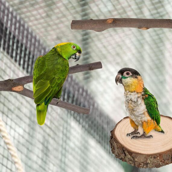 Allazone Natürliche Sitzstangen für Vögel, 7 Stück Holz, Vogel Papagei Schaukel Spielzeug