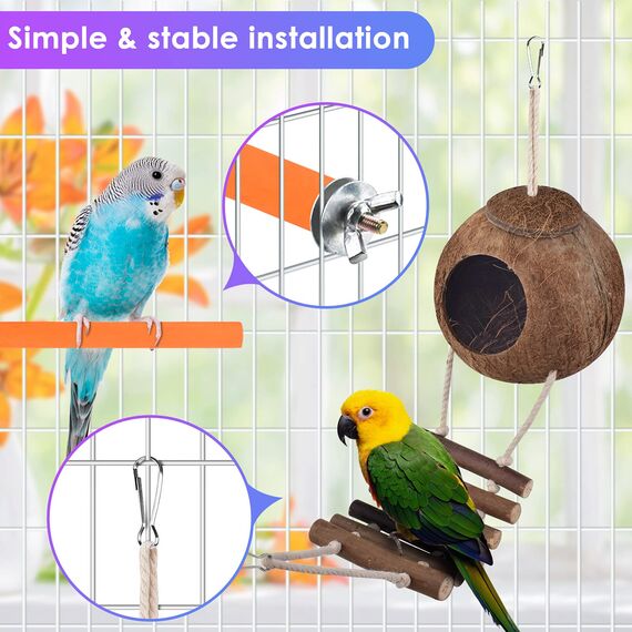 Vogelspielzeug, ERKOON Nymphensittich Futter Wellensittich Spielzeug Bird Feeder Toy for Parakeets Papagei Kauspielzeug,Vögel Am Käfig Installieren Können für Alle Papageien & Vogel (L)