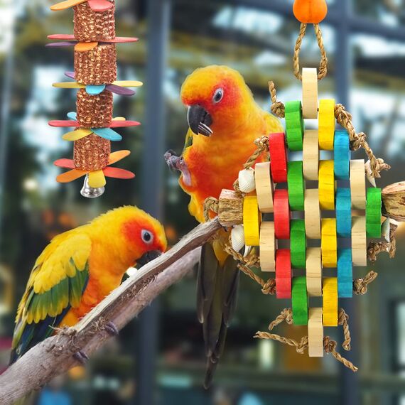 MQUPIN Pet Bird Chewing Toys, Parrot Cage Bite Toys, Bird Tearing Entertaining Toys,