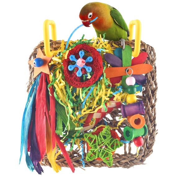 ERKOON Vogelspielzeug, Nymphensittich Futter Wellensittich Spielzeug Bird Feeder Toy for Parakeets Papagei Kauspielzeug,Vögel Am Käfig Installieren Können für Alle Papageien & Vogel (Gelblich Grün)