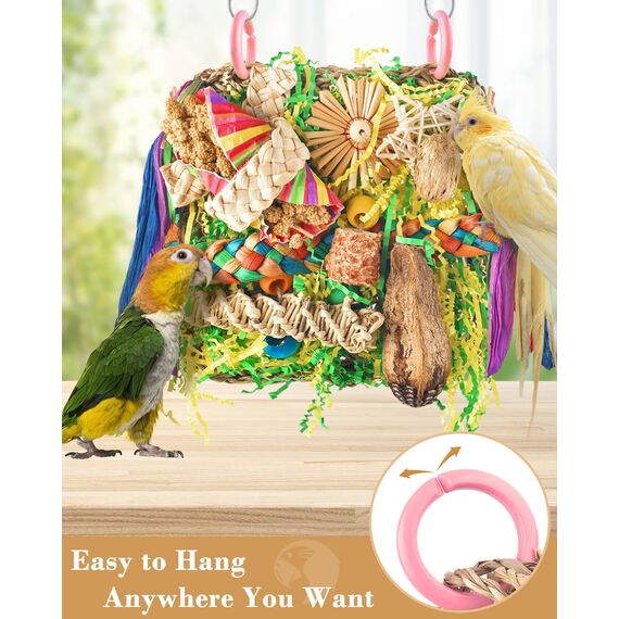 ERKOON Vogelspielzeug, Nymphensittich Futter Wellensittich Spielzeug Bird Feeder Toy for Parakeets Papagei Kauspielzeug,Vögel Am Käfig Installieren Können für Alle Papageien & Vogel (Rosa)