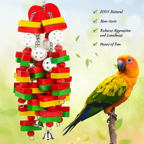 Extra große Vogel Papageien Spielzeug, Natur langlebige Holz Blöcke Vogel Kauen Spielzeug, perfekt für Kakadus,Afrikanische graue Amazonas Papageien,Große mittlere Papageien Vögel