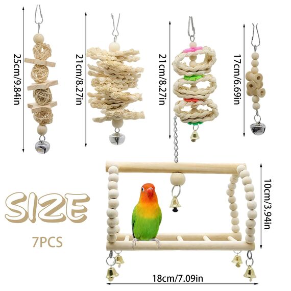 LIUYIDM Wellensittich Spielzeug 8 Stück Vogel Papageien Spielzeug Vogelspielzeug und Springen Wellensittich zubehör für Hängematte, Vogelkäfig, Ständer, Kauspielzeug, hängende Glocke