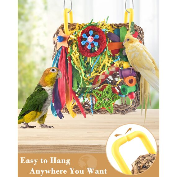 ERKOON Vogelspielzeug, Nymphensittich Futter Wellensittich Spielzeug Bird Feeder Toy for Parakeets Papagei Kauspielzeug,Vögel Am Käfig Installieren Können für Alle Papageien & Vogel (Gelblich Grün)