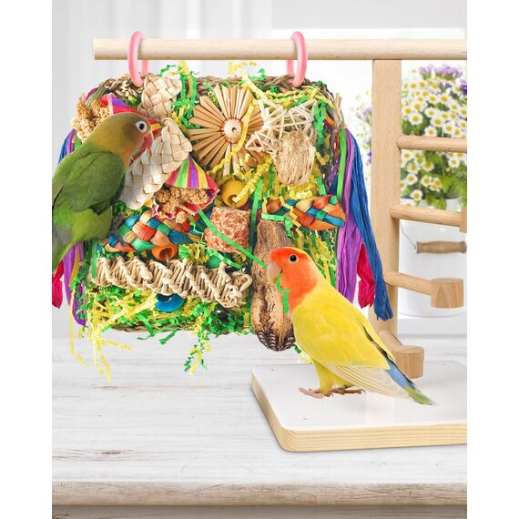 ERKOON Vogelspielzeug, Nymphensittich Futter Wellensittich Spielzeug Bird Feeder Toy for Parakeets Papagei Kauspielzeug,Vögel Am Käfig Installieren Können für Alle Papageien & Vogel (Rosa)