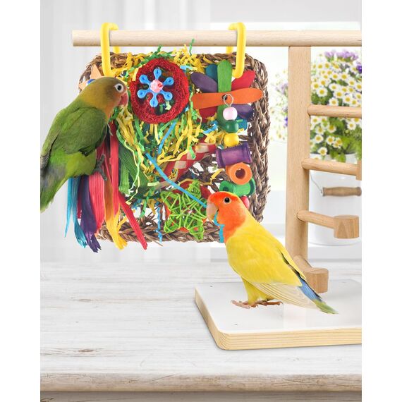 ERKOON Vogelspielzeug, Nymphensittich Futter Wellensittich Spielzeug Bird Feeder Toy for Parakeets Papagei Kauspielzeug,Vögel Am Käfig Installieren Können für Alle Papageien & Vogel (Gelblich Grün)