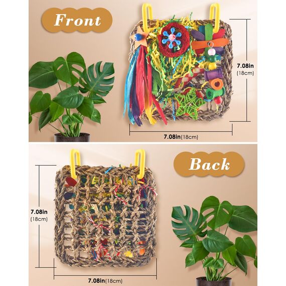 ERKOON Vogelspielzeug, Nymphensittich Futter Wellensittich Spielzeug Bird Feeder Toy for Parakeets Papagei Kauspielzeug,Vögel Am Käfig Installieren Können für Alle Papageien & Vogel (Gelblich Grün)