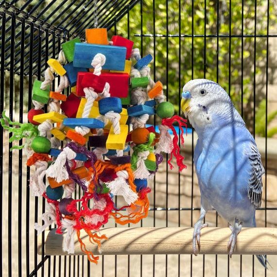 MQUPIN Großes Papagei Spielzeug Vogelspielzeug,Stark Kauendes Spielzeug Für Papagei100% Natürliche Mehrfarbige Holzblöcke,Papageien Spielzeug Für Große Mittelgroße Vögel,Aras,Graupapageienspielzeug