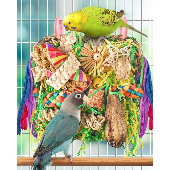 ERKOON Vogelspielzeug, Nymphensittich Futter Wellensittich Spielzeug Bird Feeder Toy for Parakeets Papagei Kauspielzeug,Vögel Am Käfig Installieren Können für Alle Papageien & Vogel (Rosa)