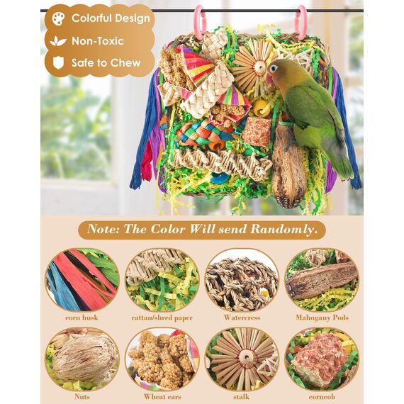 ERKOON Vogelspielzeug, Nymphensittich Futter Wellensittich Spielzeug Bird Feeder Toy for Parakeets Papagei Kauspielzeug,Vögel Am Käfig Installieren Können für Alle Papageien & Vogel (Rosa)