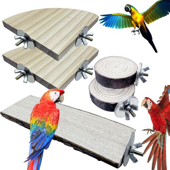 Allazone Naturholz Sitzstangen für Vögel - 5 Stück, für Papageien und andere Vögel, Natürlicher Sitzstangen