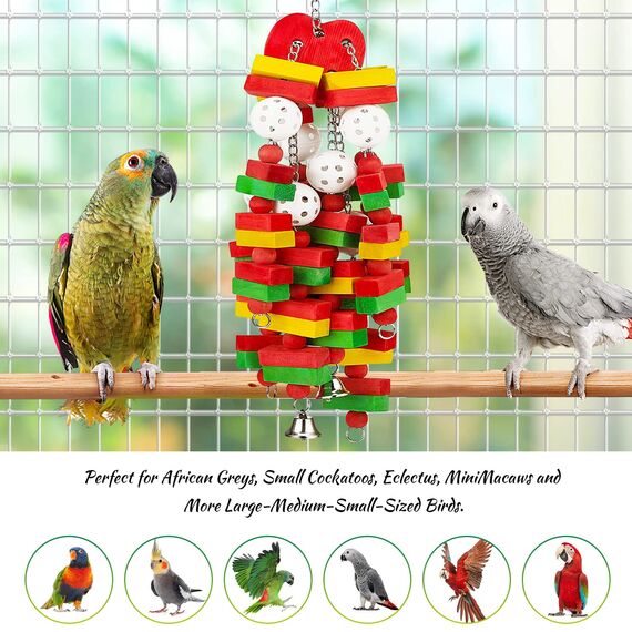 Extra große Vogel Papageien Spielzeug, Natur langlebige Holz Blöcke Vogel Kauen Spielzeug, perfekt für Kakadus,Afrikanische graue Amazonas Papageien,Große mittlere Papageien Vögel