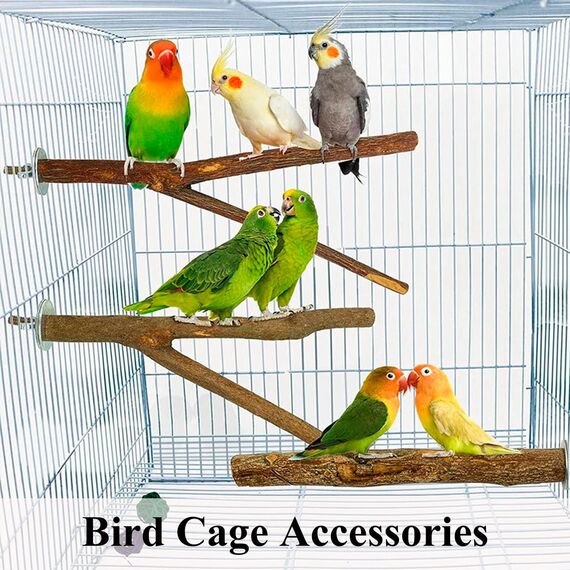 4 Stück Natur Sitzstangen Set für Vögel, Naturholzstangen Vogelständer Vogelzubehör sitzstangen für Wellensittich, Kanarienvogel, Nymphensittich, Vogelzubehör im Vogelkäfig
