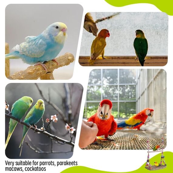 Vogelspielzeug für Wellensittiche, Nymphensittich Spielzeug mit Glocke Wellensittich Spielzeug Vogelkäfig Zubehör Schaukel Vogel Hängende Hängematte Spielplatz für Finken Sittiche