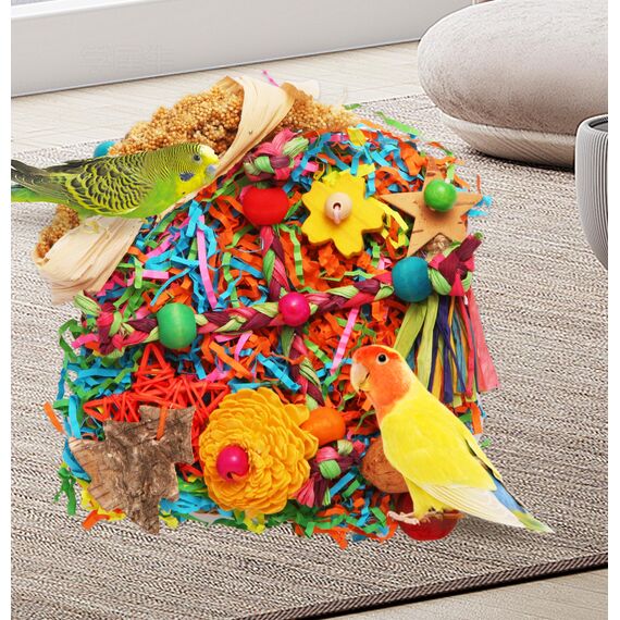 Vogelspielzeug: Grasmatte und Kletterwand für Sittiche, Papageien, Nymphensittiche, Wellensittiche - Vogelfutterspielzeug für Käfig, Kleine bis Mittelgroße Vögel
