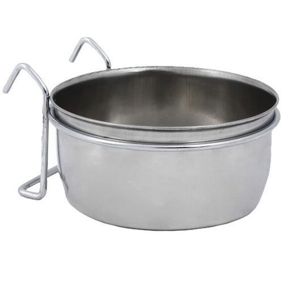 Nobby Edelstahlnapf mit Befestigung, Ring mit Haken, 12,5 cm 0,60 ltr, 1 Stück