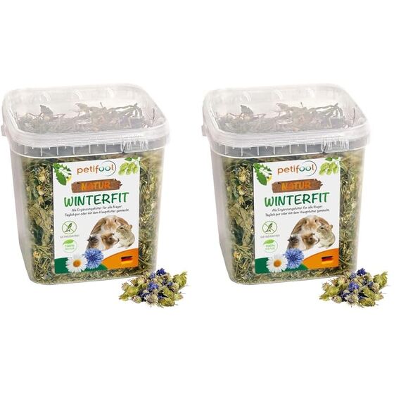petifool Winterfit 430g - Ergänzungsfutter für Nager - natürliches Nagerfutter für Kaninchen, Meerschweinchen, Hamster, Chinchilla & mehr - ohne künstliche Zusätze - 100% Natur - artgerechtes Futter